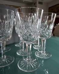 7 Waterford Crystal LISMORE 10oz 7”Tall Water / Wine Glasses Stemware Ireland