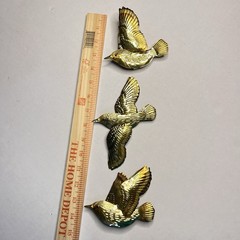 VTG Home Interiors Gold Brass Tone Birds Wall Decor Set of 3 Homeco