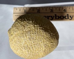 Vtg Stone Lemon Decorative Table Fruit Carved With Wood Stem Light Yellow
