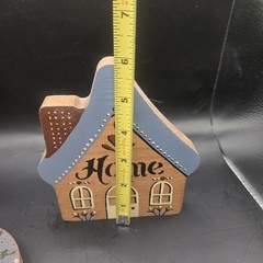 Lot Of 2 Cottagecore Farmhouse Wooden “Home” Handmade Wall Decor Patchwork Heart