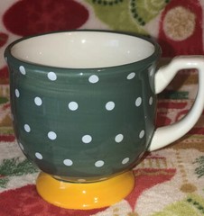 Footed Large Mug PIONEER WOMAN From my Frontier to Yours Polka Dot Green Fun