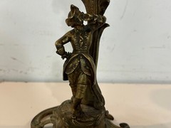 Antique Gilt Metal Figural Candlestick Cavalier Man Decorations