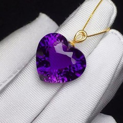 Natural Amethyst Quartz Purple Uruguay heart shape necklaces 18K