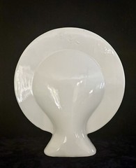 Blanc de Chine Porcelain Decor of Bas Relief Faerie Before Full Moon Backdrop
