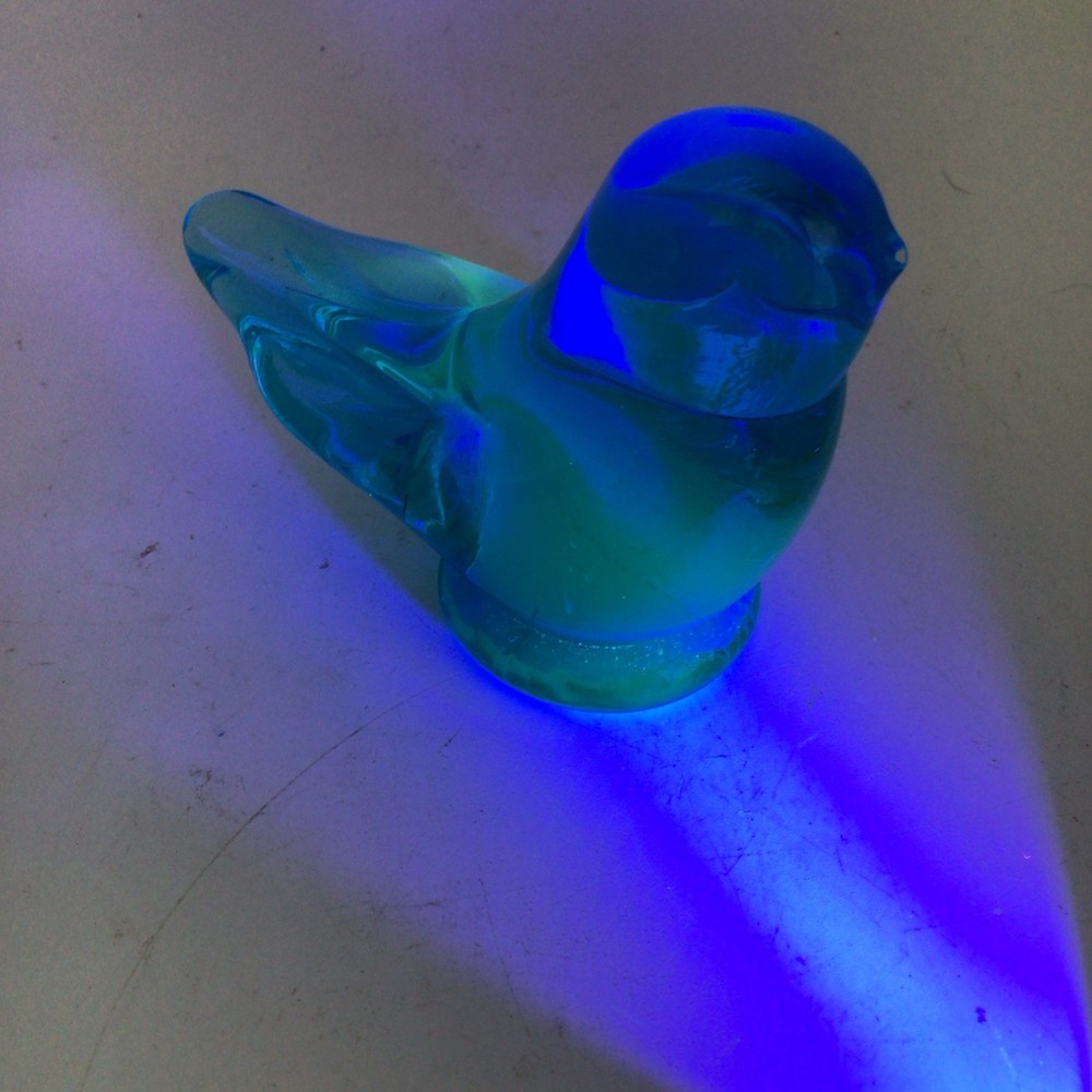 Hand Blown Art Glass Bluebird Of Happiness Signed By Leo Ward
