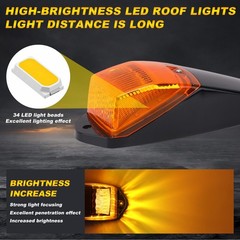 5 Pack 34 LED Semi Truck Cab Lights, Waterproof Chrome Amber Roof Markers