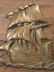 Sexton Gold Metal Wall Hanging Art Spanish Galleon Sailing Ship SP-1