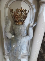 GORGEOUS Gold Aged Patina CROWN Rhinestones Stars Flowers for Statue or Display