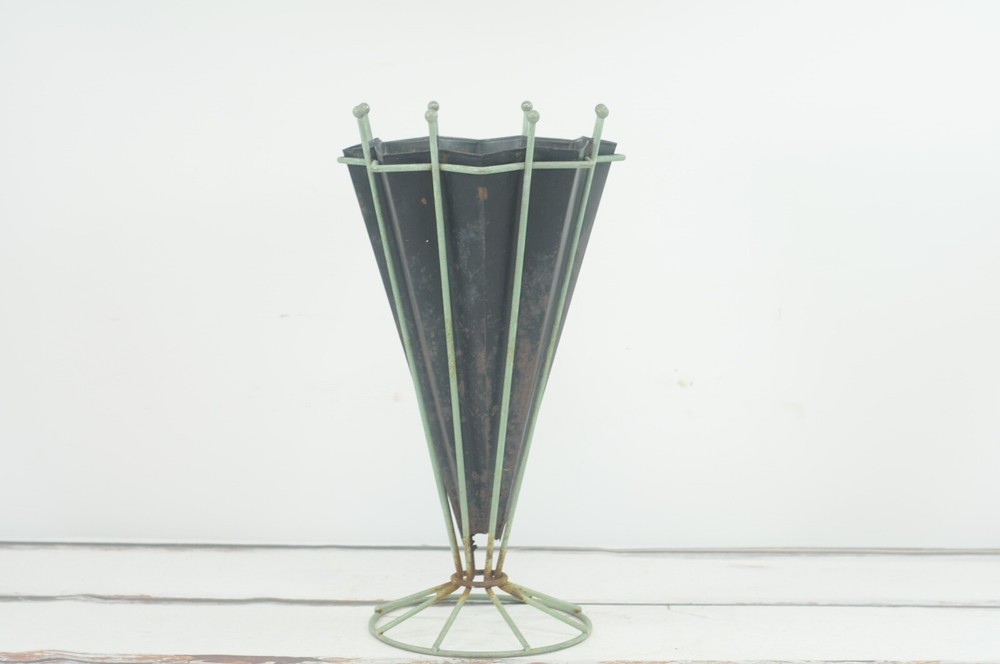 Antique/Vintage Art Deco Iron and Tin Umbrella Stand Umbrella Shaped Umbrella Ra
