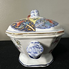 VTG 1970’s BOHO CHIC COVERED TOBACCO LEAF DISH~BY SEYMOUR MANN FINE CHINA~RARE