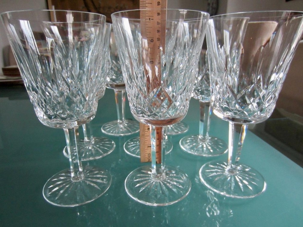 7 Waterford Crystal LISMORE 10oz 7”Tall Water / Wine Glasses Stemware Ireland