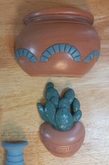 VTG 8pc 1990s Burwood Southwest Western Wall Art Decor Pockets Pots Cactus EUC