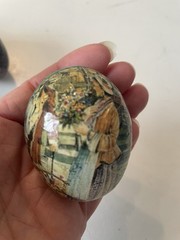 9 Vintage Hand-Painted Decorative Eggs Laquered Forest Folk Floral Kashmiri Set