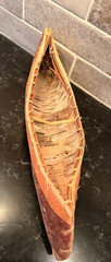 Vintage Handmade Birch Bark Canoe Model 14.5″ Rustic Folk Art Cabin Decor