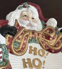 Fitz & Floyd SANTA WREATH Ho Ho Ho Canape Ceramic Serving Plate New In box Vtg
