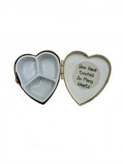 Vintage Precious Moments Heart Trinket Box Porcelain Hinged Keepsake Box