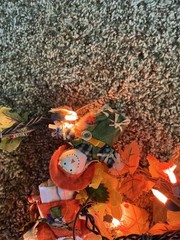 Avon Lighted Harvest Garland Scarecrows Sunflowers Orange Light Set Working