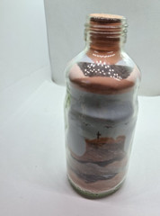 Vintage Southwestern Sand Art In A Bottle Lencois Brazil Souvenir Birds Cross