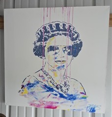 Queen Elizabeth 30″x30″ Pop Art Painted Printed Canvas