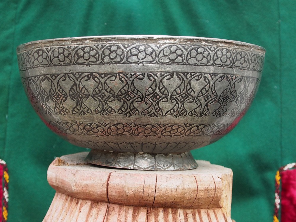 Antique islamic Tinned Copper Bowl 19th Afghanistan antik schale schüssel No:14
