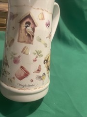 1990s Marjolein Bastin Pitcher Nature Songbirds Flowers Hallmark 9.75” Tall