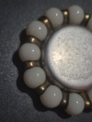 VTG Fisher Jewel Tray Art Deco Vitro Agate Hammered Brass White Marbles-READ*