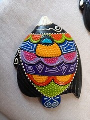 Brazilian Painted Decorative Fish Wall Hangings From JERIARTE of Brazil Set Of 3