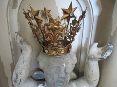 GORGEOUS Gold Aged Patina CROWN Rhinestones Stars Flowers for Statue or Display
