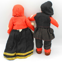 Vintage Sardinian Italian Cloth Dolls Felt Faces Folk Art Traditional Costumes