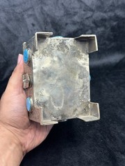 Islamic Antique Silver Plated Khorasan Box With Turquoise Stone Beautiful Art