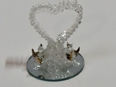 Vintage Unbranded Spun Glass Figurines on Mirrored Bases Lot of 5 Bird Theme