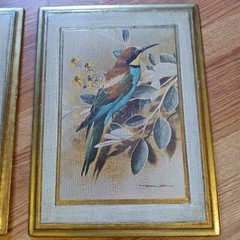 Pair of Vintage Basil Ede Bird Plaques-Gilt on Wood-Made in Italy-16 x 12-1940’s