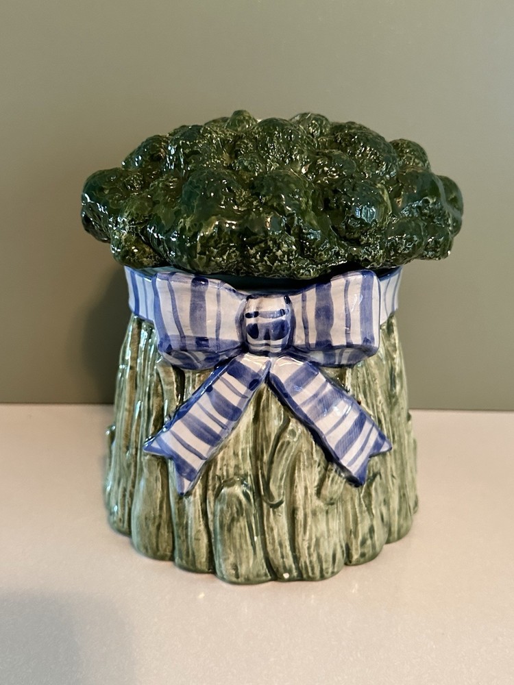 Fitz & Floyd Classic Vegetable Garden Broccoli Canister Jar Container Vtg. 1995