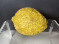 Vtg Stone Lemon Decorative Table Fruit Carved With Wood Stem Bright Yellow