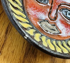 Vtg 1960’s Set of 4 Fitz And Floyd Sun Face Plate Ceramic Trinket Dish MCM Japan