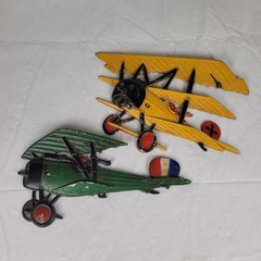 Vintage 1975 HOMCO SEXTON Set of 2 Airplanes Cast Metal Wall Art Decor Planes