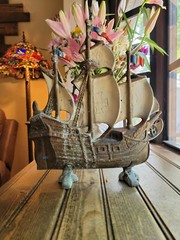 Vintage Nautical Cast Aluminum Clipper Ship Doorstop Valcast 12 1/2” Mancave