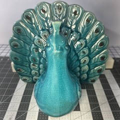 Vintage Italian Majolica Peacock Stunning Unique 11″ Wing Span