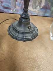 #5283 A Rare Pair Of Brass and Crystal￼ Candelabra Lamp 1800’S “WORKING”