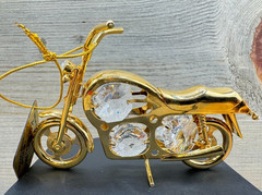 KG & C GOLD-PLATED MOTORCYCLE “CLEAR SWAROVSKI CRYSTAL” ORNAMENT/FIGURINE-W/TAG