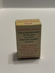 Avon Small World Fragrance Watch 1971 Girl Black Hair Orange Dress VTG With Box