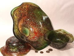 CLUSTER vtg studio art glass sculpture bowl goose bay yellowstone park western