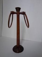 Vintage Wooden Display Stand with Double Rings — Ornate Base, 14” Tall
