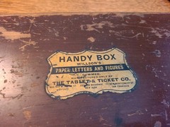 Willson’s Gummed Paper Letters in Wood Handy Box Broadway NY