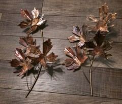 2 to 1 Convertible Vtg MCM Maple Leaf Wall Art Sculpture Metal Copper