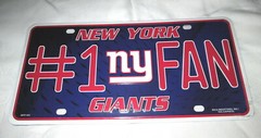 NEW YORK GIANTS #1 FAN EMBOSSED METAL LICENSE PLATE #6ny – NEW