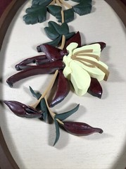 Two Wooden Multi-Toned Bas-Relief Floral Wall Hangings