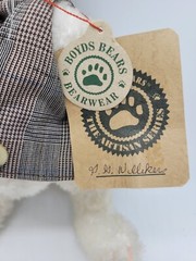 Boyds Bears Plush Rabbit White Black Gray Vest GG. Willikers Jointed