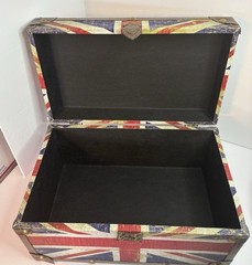 Union Jack UK Flag Treasure Box Chest United Kingdom Trunk Collectible