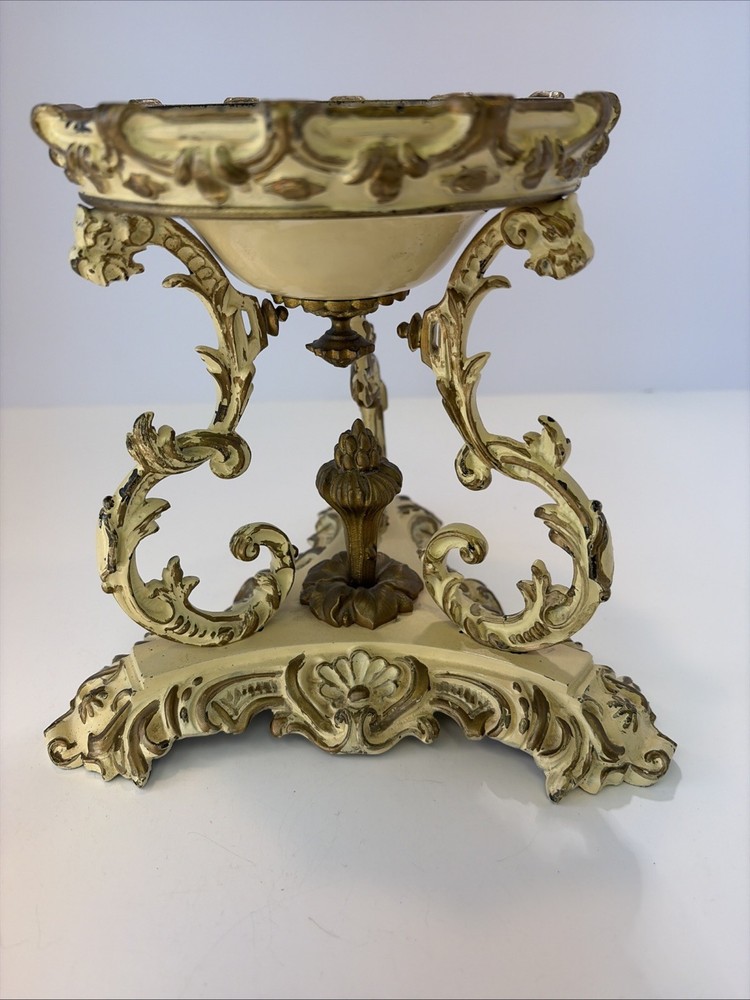 Unique Ornate French tazza with decorative embossed base Heavy